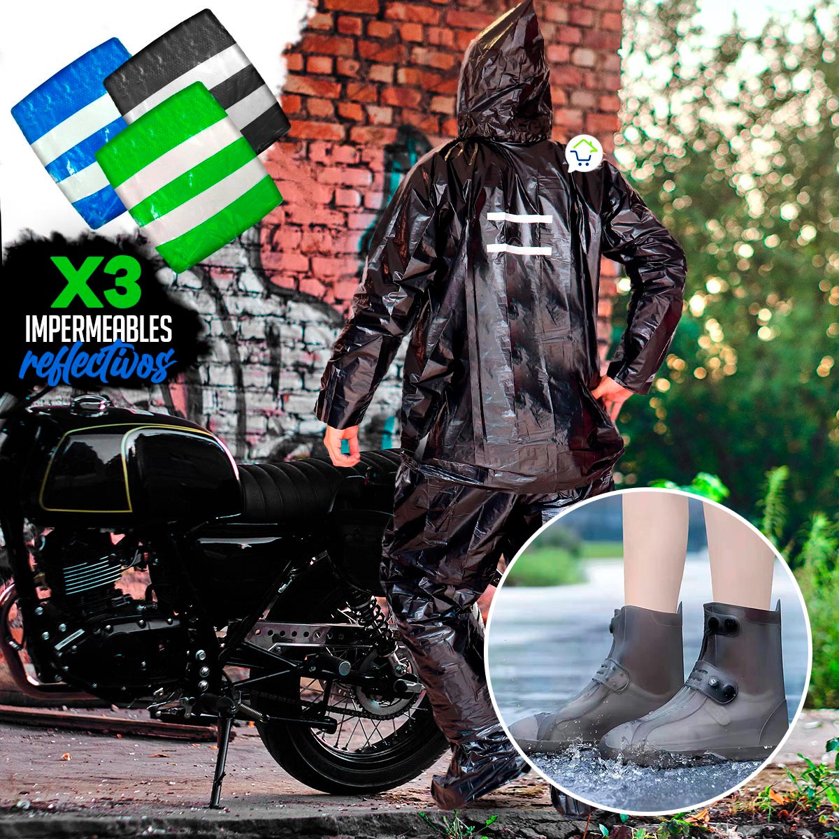 Set x3 Impermeables + Botas Impermeables
